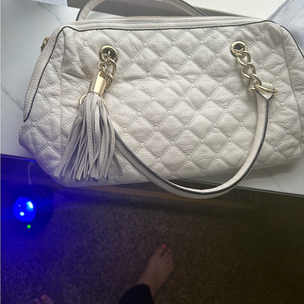 New Calvin Klein white Leather Shoulder Bag